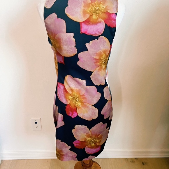 Rachel Roy Womens Navy Floral Sleeveless V Neck Above The Knee Sheath - Picture 2 of 2